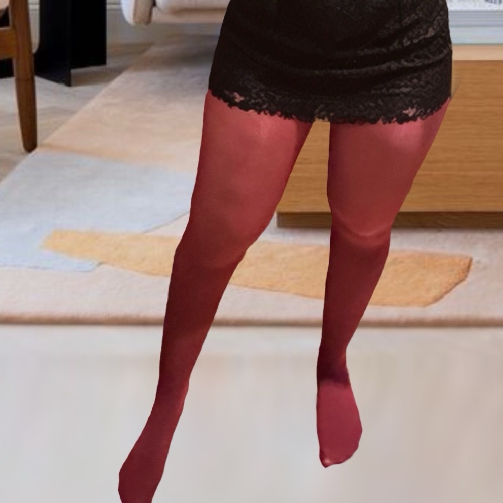 Burgundy Tights - Picture 3 of 5
